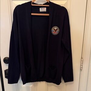 VA Navy Embroidered Patch Men's Cardigan Sweater